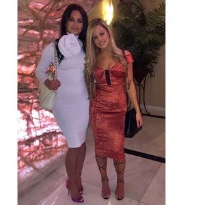 Burnt orange midi dress